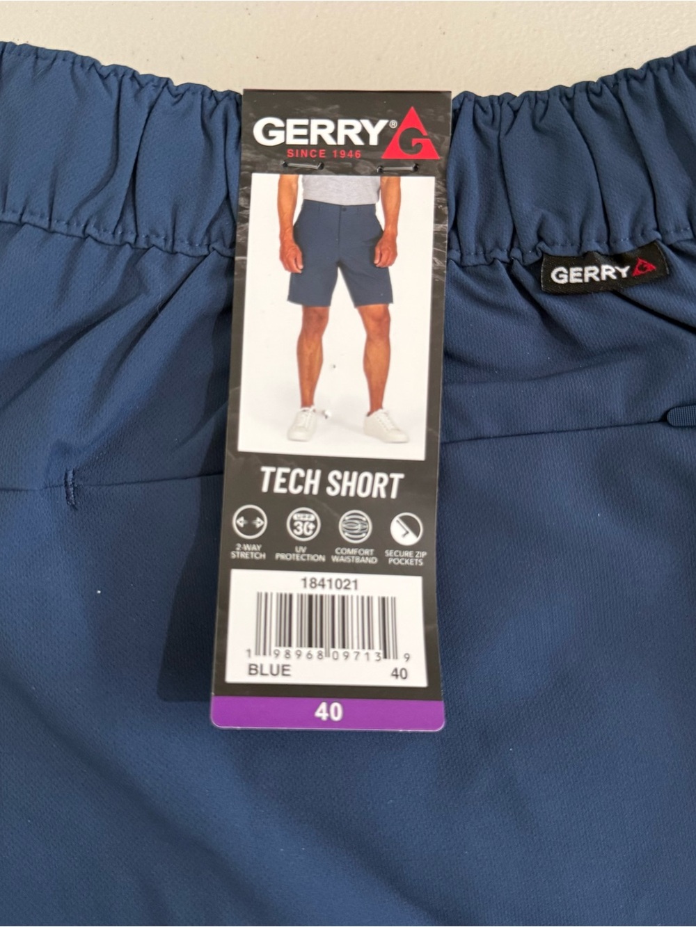 Gerry Tech Shorts UPF 30 Stretch Lightweight Outdoor Blue, Mens Size 40